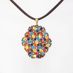 Pendant 45cm - Xochitl Oval-Chocolate Suedine - Pendant 45cm - Laiton bronze